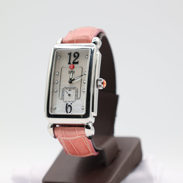Michele Deco 16 Watch Mother of Pearl and Pink Alligator Strap