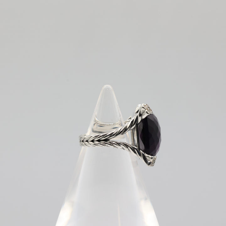 925 Sterling Silver David Yurman Chatelaine Amethyst W/Diamonds Ring- Size 7