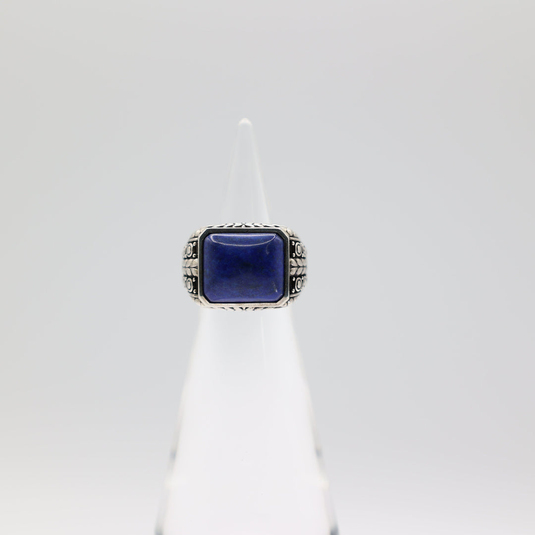 John Hardy 925 Silver Lapis Lazuli Cabochon Square Ornate Ring Size 4.75