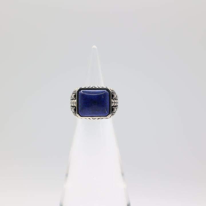 John Hardy 925 Silver Lapis Lazuli Cabochon Square Ornate Ring Size 4.75