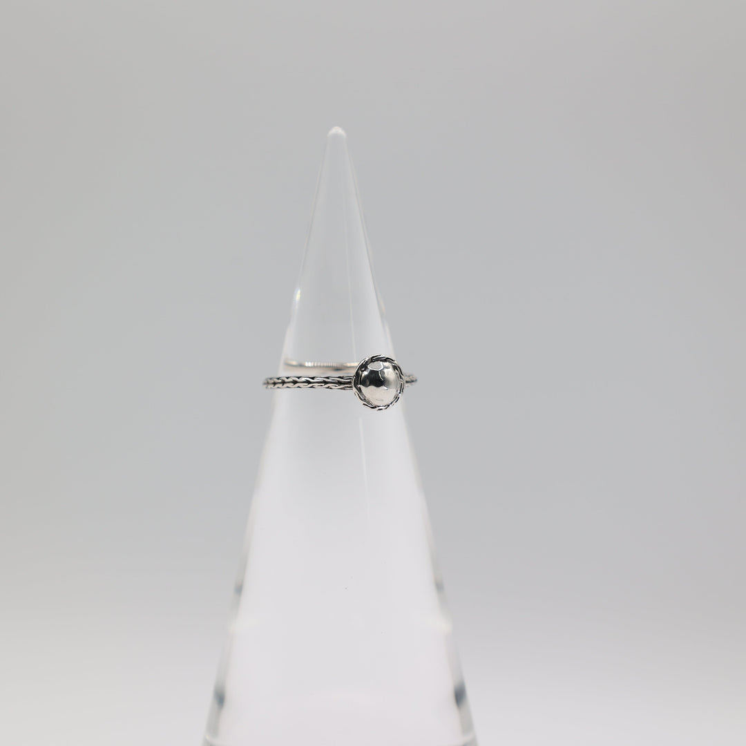 John Hardy 925 Sterling Silver Hammered Dome Ring Size 6.5