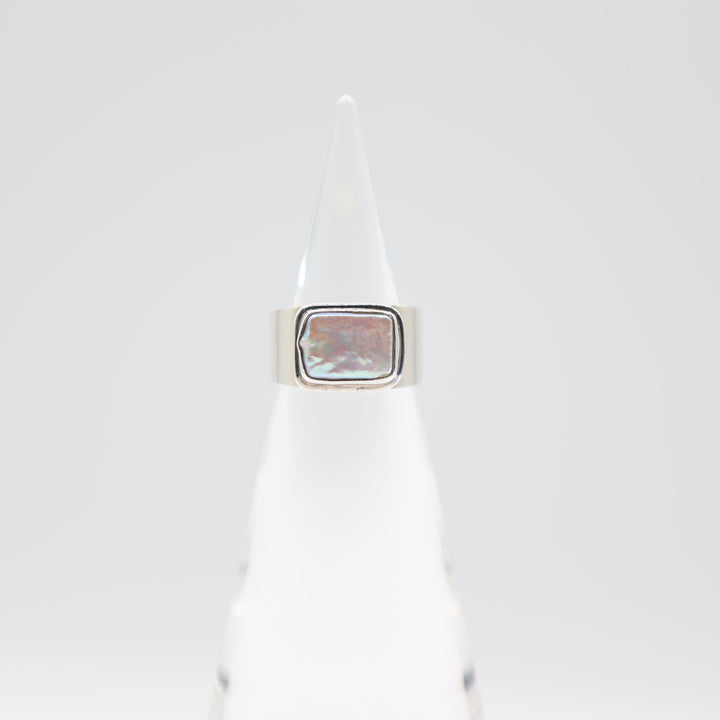 925 Silver Mother of Pearl Rectangle Ring Size 8.5