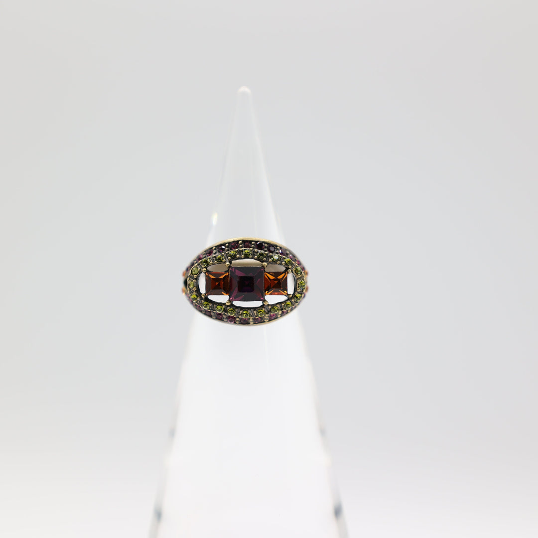 Heidi Daus Crystal Pave Art Deco Purple Square Ring Size 7.5