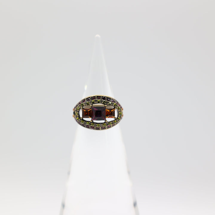 Heidi Daus Crystal Pave Art Deco Purple Square Ring Size 7.5