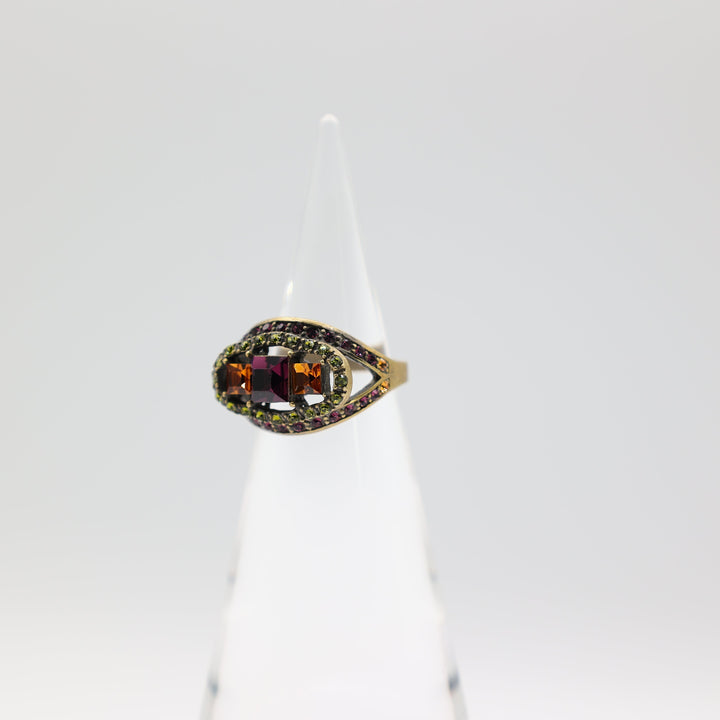 Heidi Daus Crystal Pave Art Deco Purple Square Ring Size 7.5