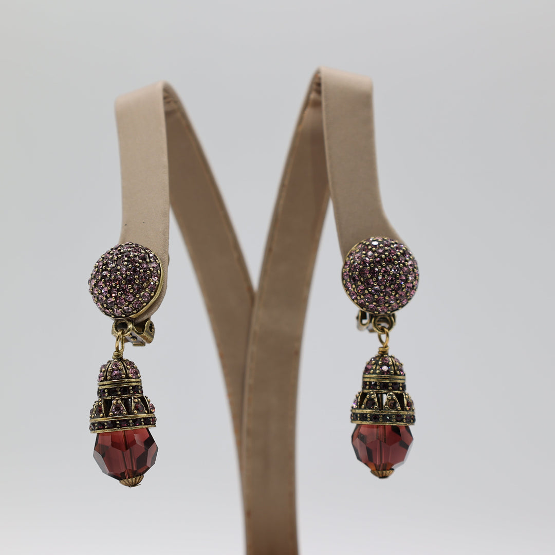 Heidi Daus Damselfly Purple Amethyst Pave Swarovski Art Deco Clip On Earrings
