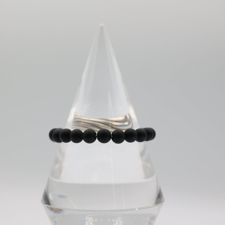 David Yurman 925 Sterling Silver Matte Black Onyx Beaded Adjustable Bracelet