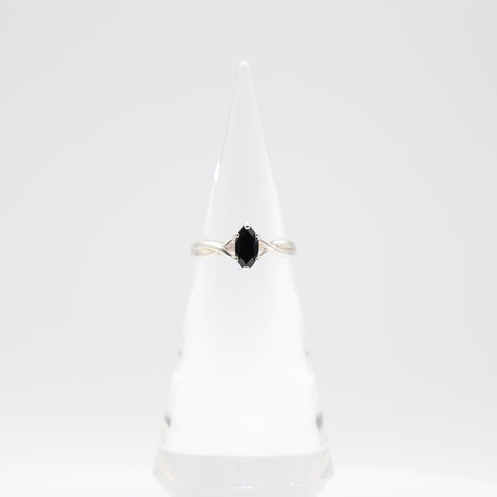 925 Sterling Silver Marquise Black Onyx Ring 11mmx5mm Size 11