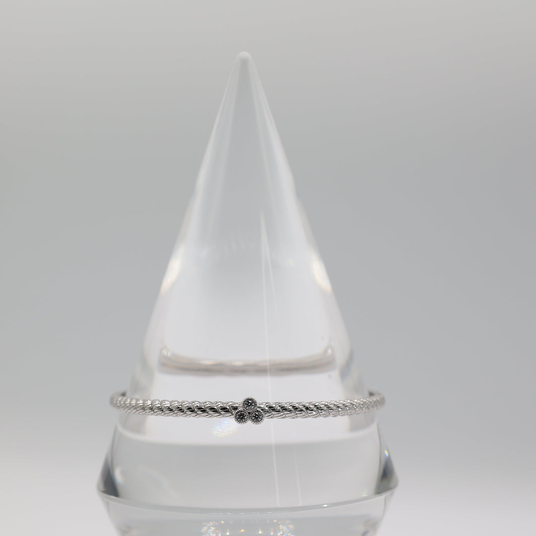 Judith Ripka 925 Sterling Silver CZ Cable Rope Bangle Bracelet