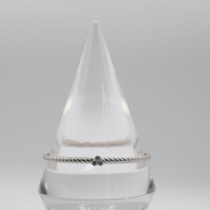 Judith Ripka 925 Sterling Silver CZ Cable Rope Bangle Bracelet