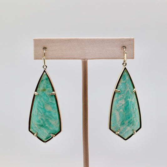 Kendra Scott Alex Teal Amazonite Gold Plated Statement Earrings