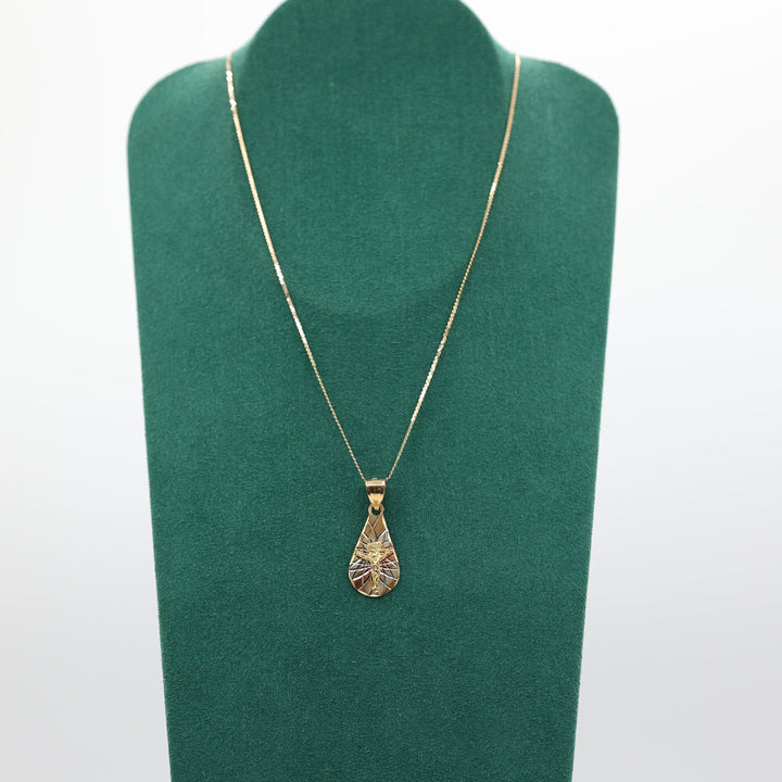 10K Gold Religious Pendant On 14K Yellow Gold Chain Necklace