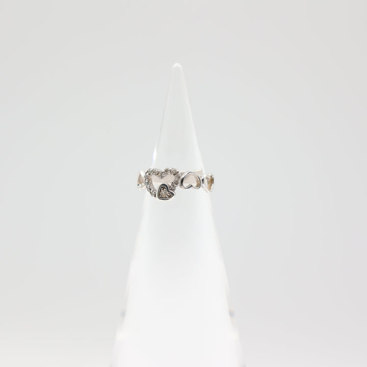 925 Sterling Silver Five Heart Ring Size Four Point Seven Five