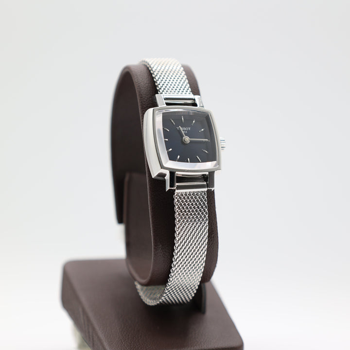 Tissot Lovely Square Navy Blue Dial And Stainless Steel Mesh Bracelet Watch