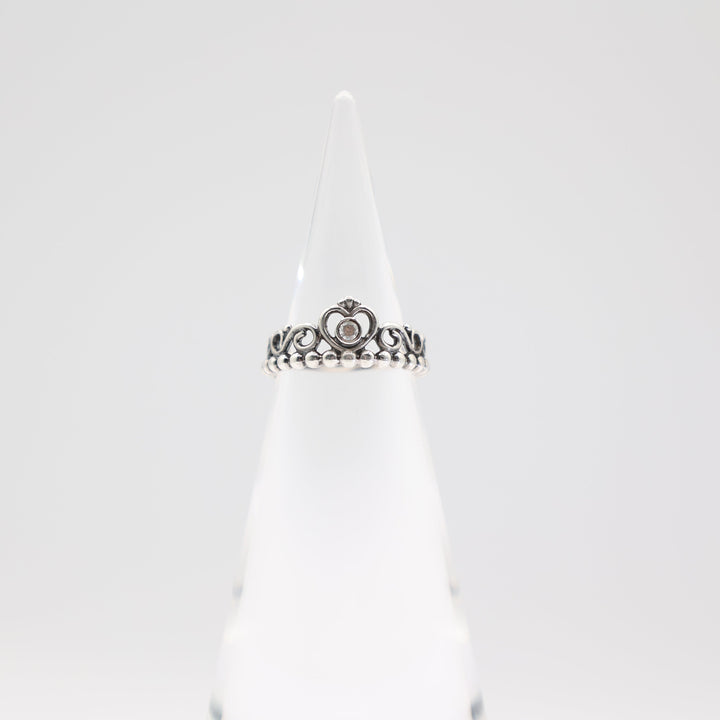 925 Sterling Silver Beaded Band Crown Ring Size 6.5