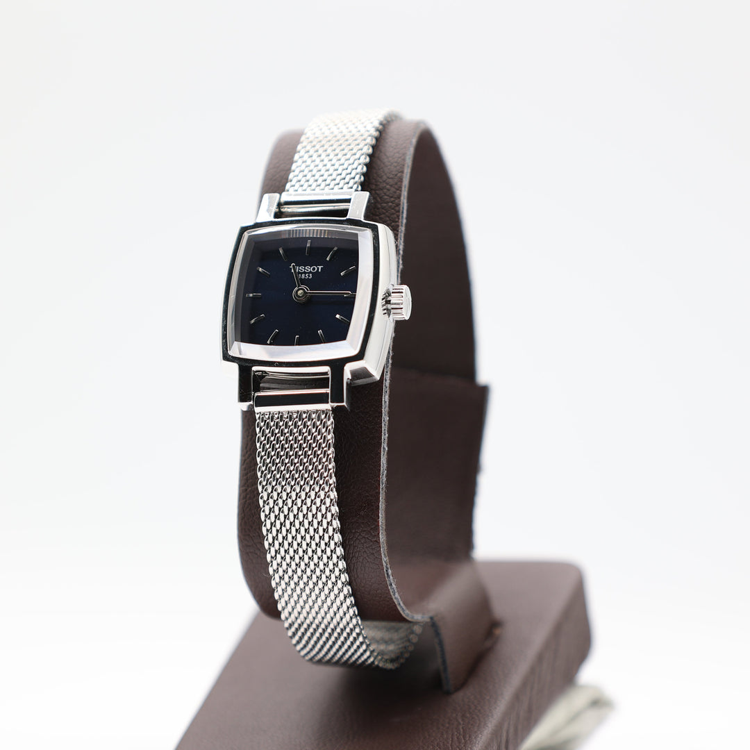 Tissot Lovely Square Navy Blue Dial And Stainless Steel Mesh Bracelet Watch