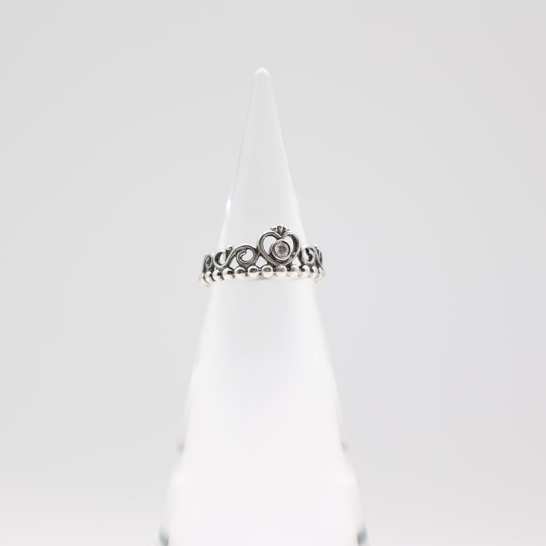 925 Sterling Silver Beaded Band Crown Ring Size 6.5