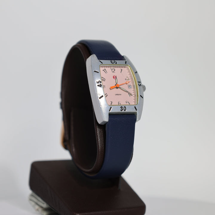 Michele Urban Mini Aluminum Watch Pastel Pink And Navy Blue