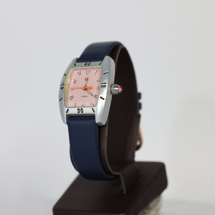 Michele Urban Mini Aluminum Watch Pastel Pink And Navy Blue