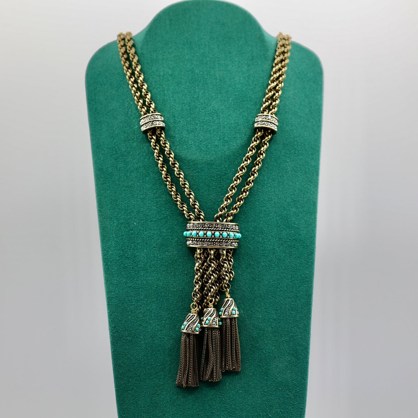 Heidi Daus Gold Tone Metal Multi Tassel Necklace