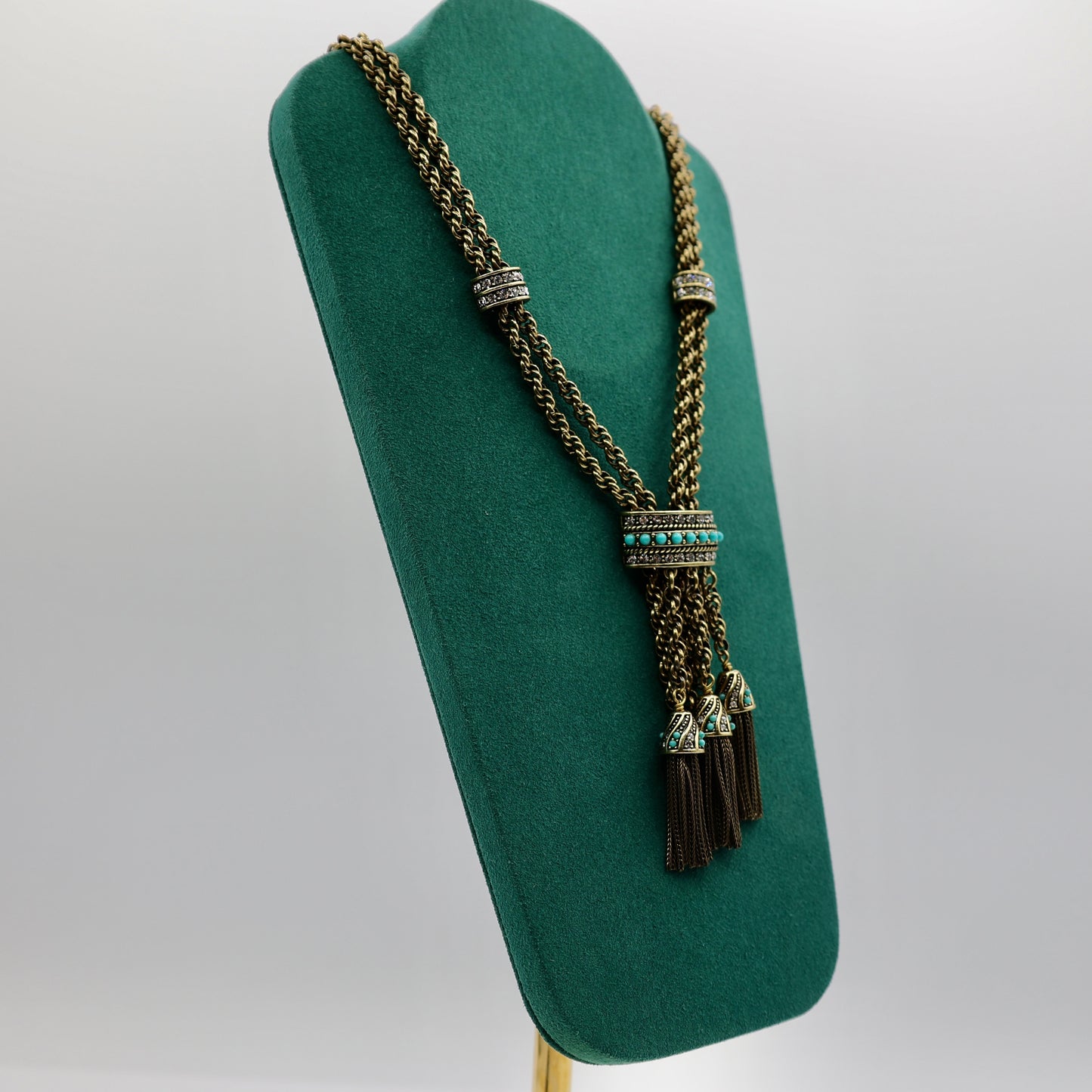 Heidi Daus Gold Tone Metal Multi Tassel Necklace