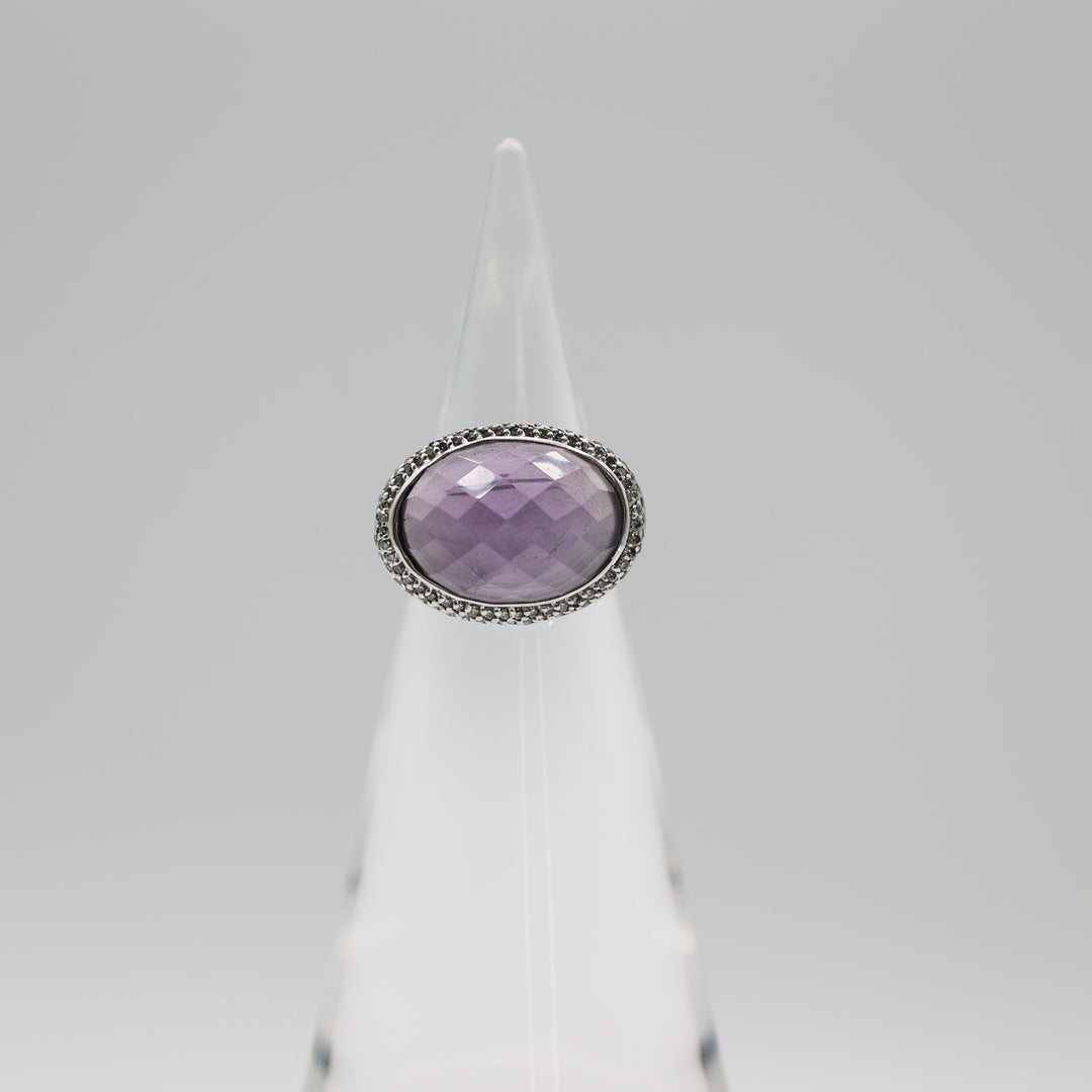 David Yurman Albion Amethyst Diamond Ring Size 7