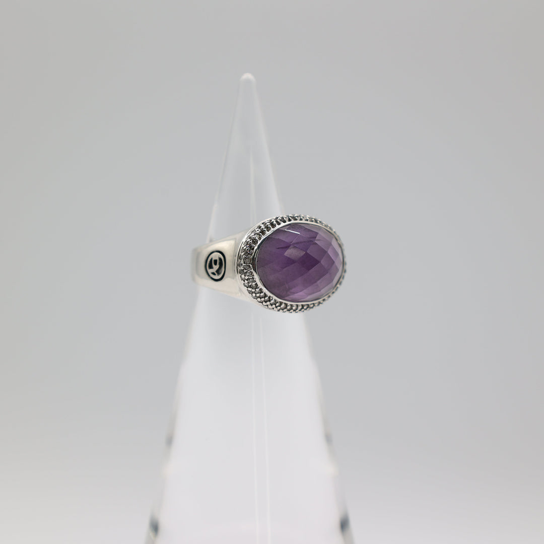 David Yurman Albion Amethyst Diamond Ring Size 7