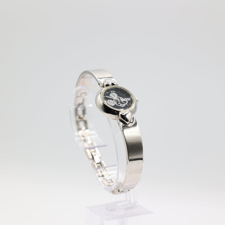 Disney Mickey Mouse Black And Silvertone Watch
