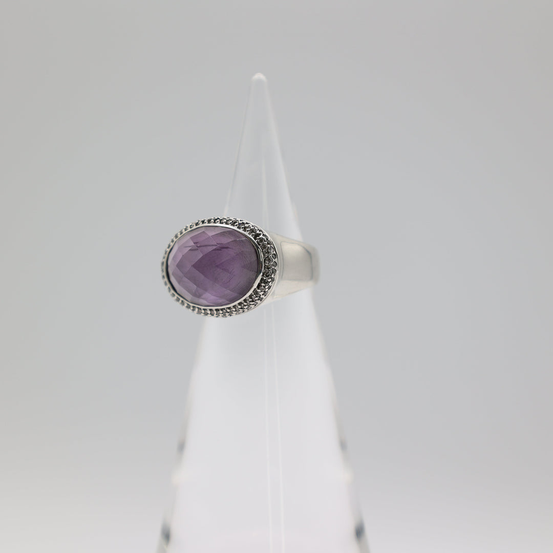David Yurman Albion Amethyst Diamond Ring Size 7