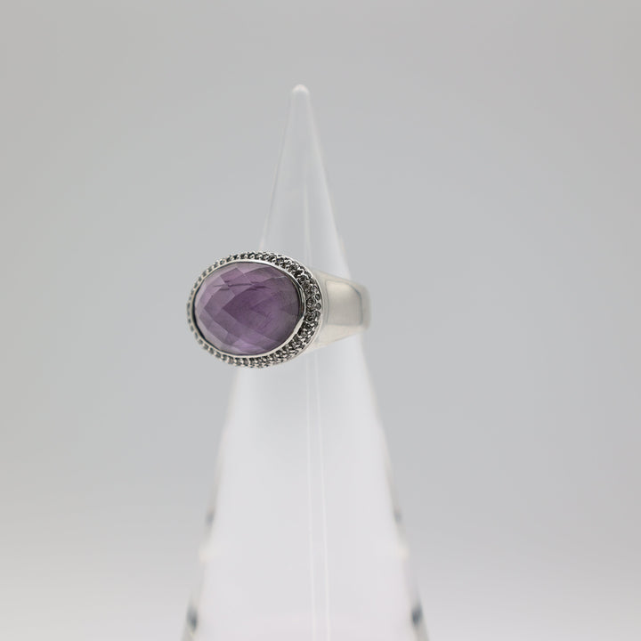 David Yurman Albion Amethyst Diamond Ring Size 7