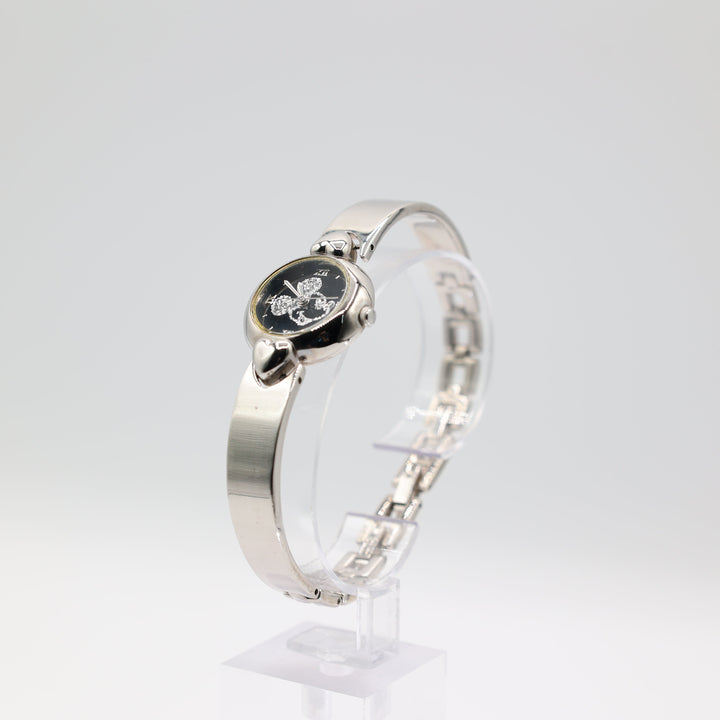 Disney Mickey Mouse Black And Silvertone Watch