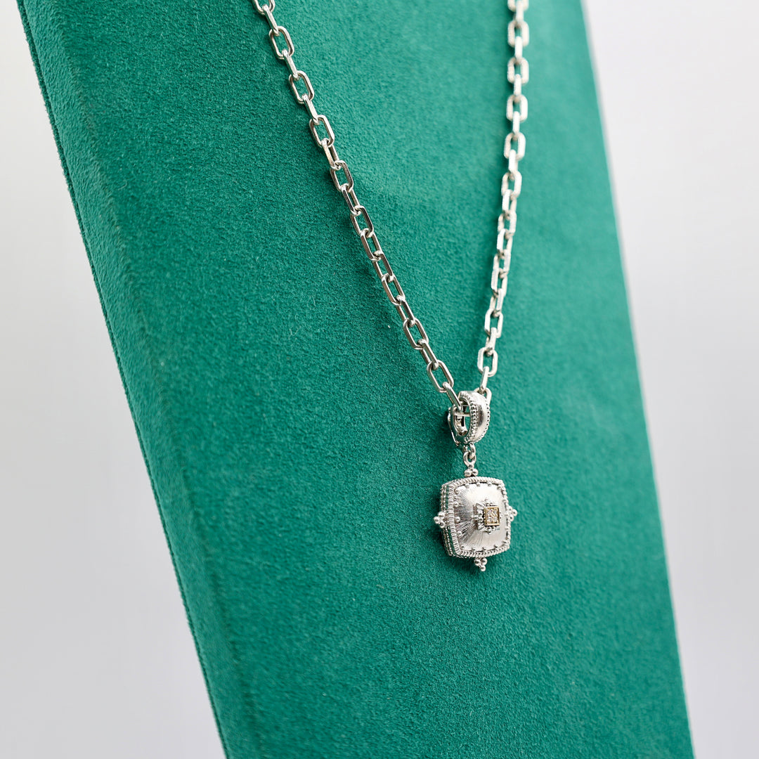 Gabriel & Co 18k Gold and 925 Sterling Silver with Diamonds Enhancer Pendant Necklace