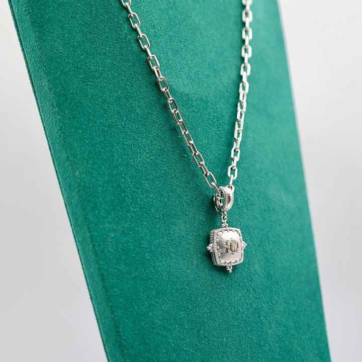 Gabriel & Co 18k Gold and 925 Sterling Silver with Diamonds Enhancer Pendant Necklace