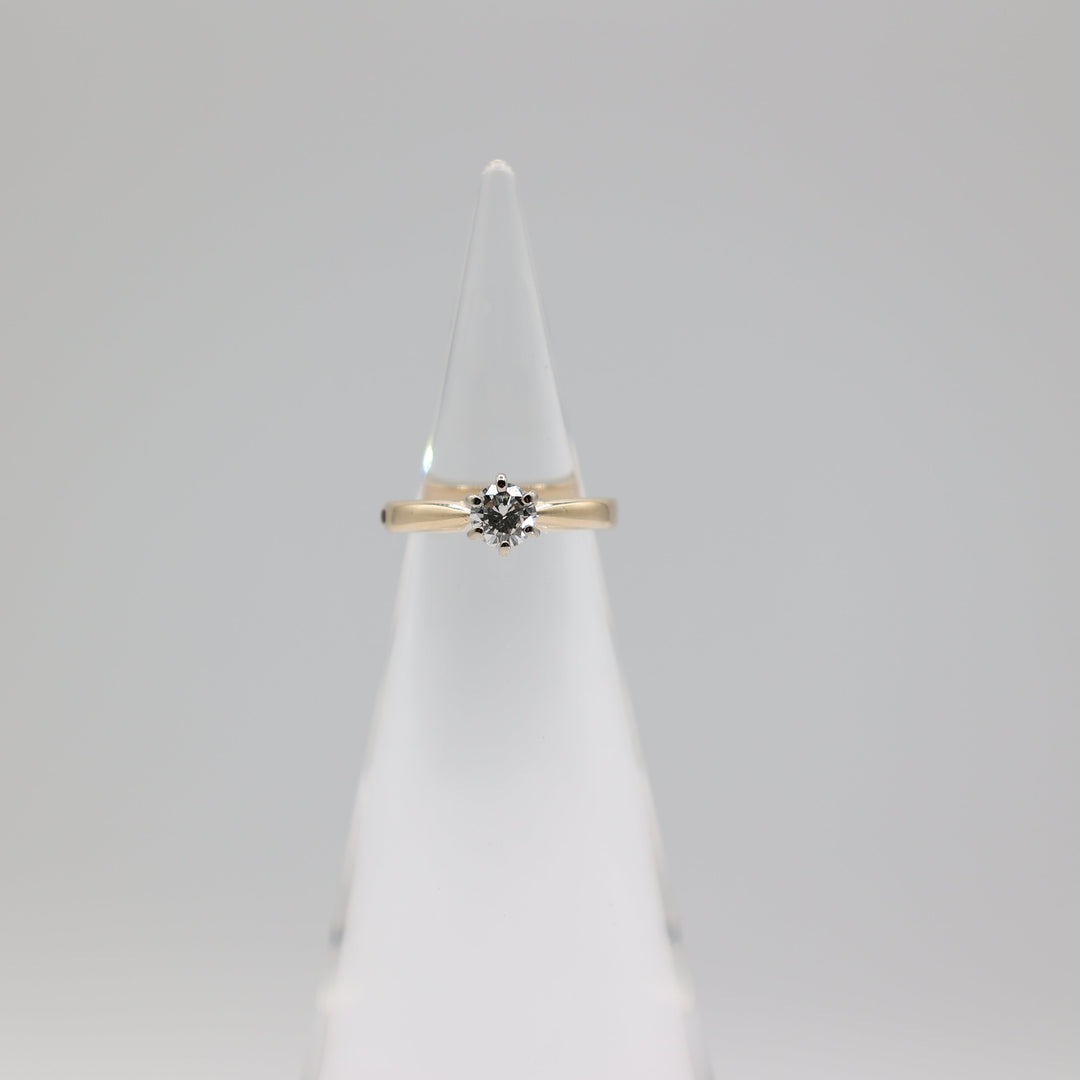 14k Yellow Gold Open Shank Diamond Ring 5mm Round Brilliant Cut Size 3.75