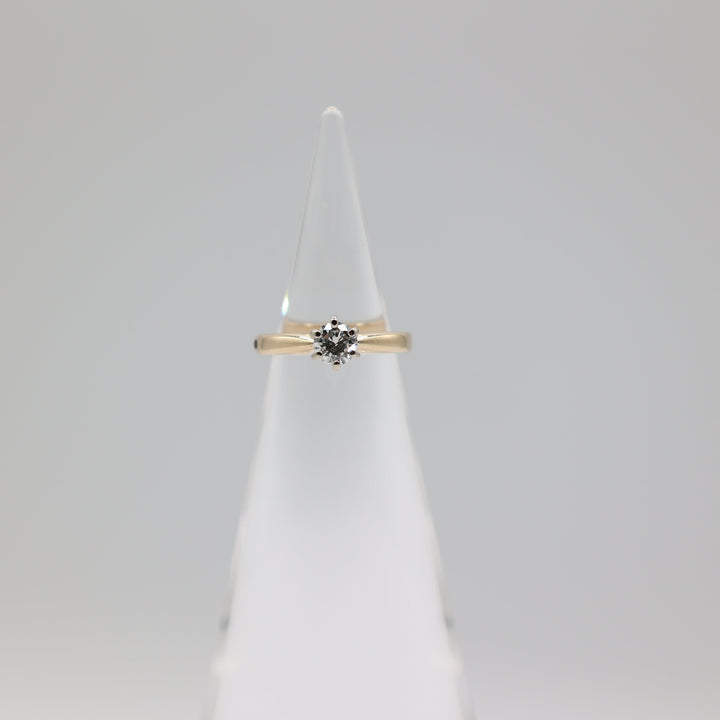 14k Yellow Gold Open Shank Diamond Ring 5mm Round Brilliant Cut Size 3.75