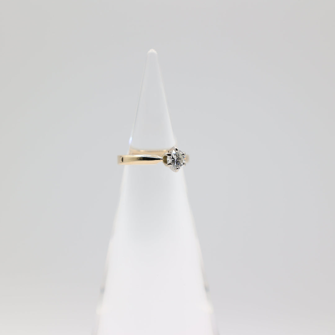 14k Yellow Gold Open Shank Diamond Ring 5mm Round Brilliant Cut Size 3.75