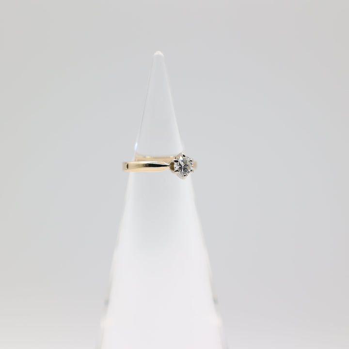 14k Yellow Gold Open Shank Diamond Ring 5mm Round Brilliant Cut Size 3.75