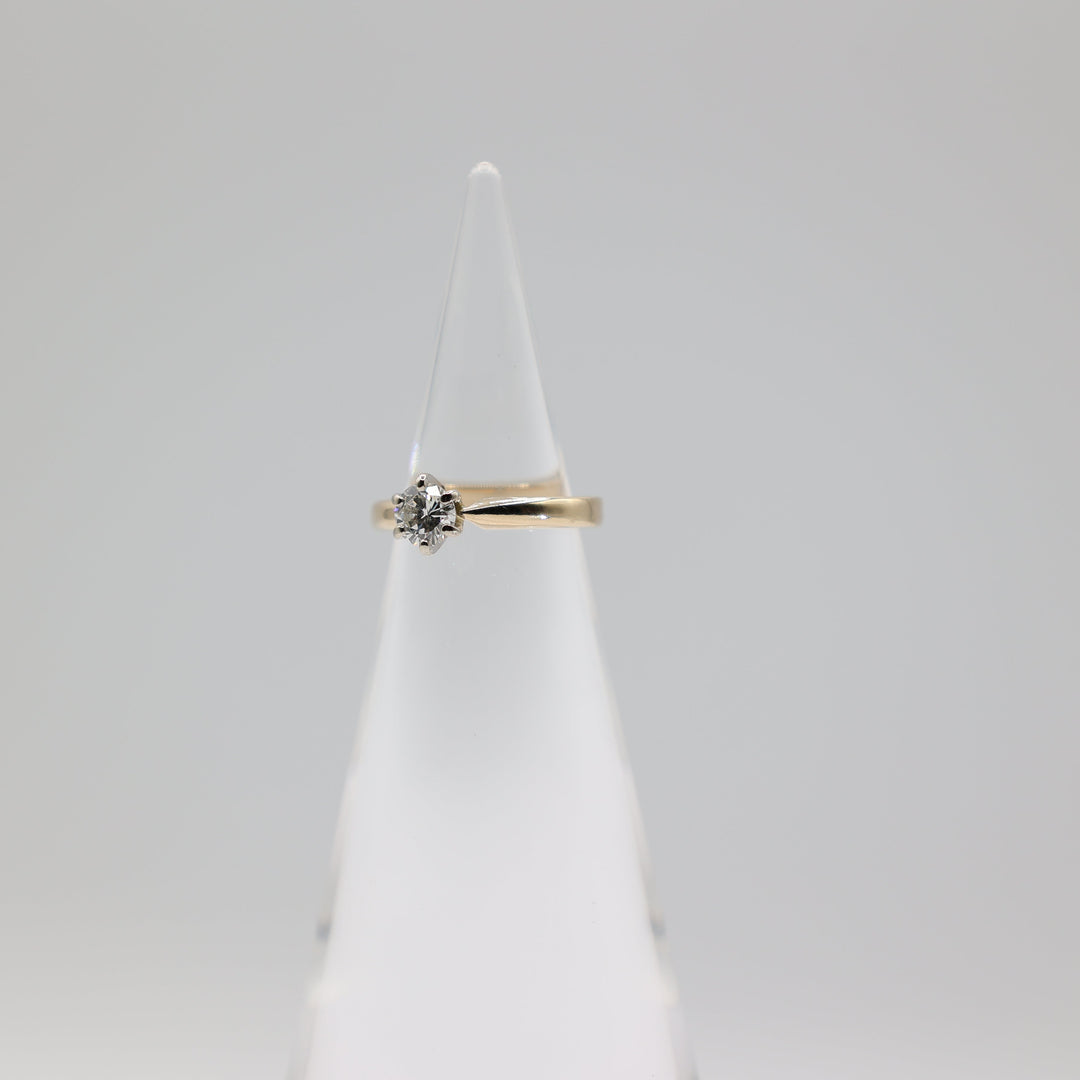 14k Yellow Gold Open Shank Diamond Ring 5mm Round Brilliant Cut Size 3.75