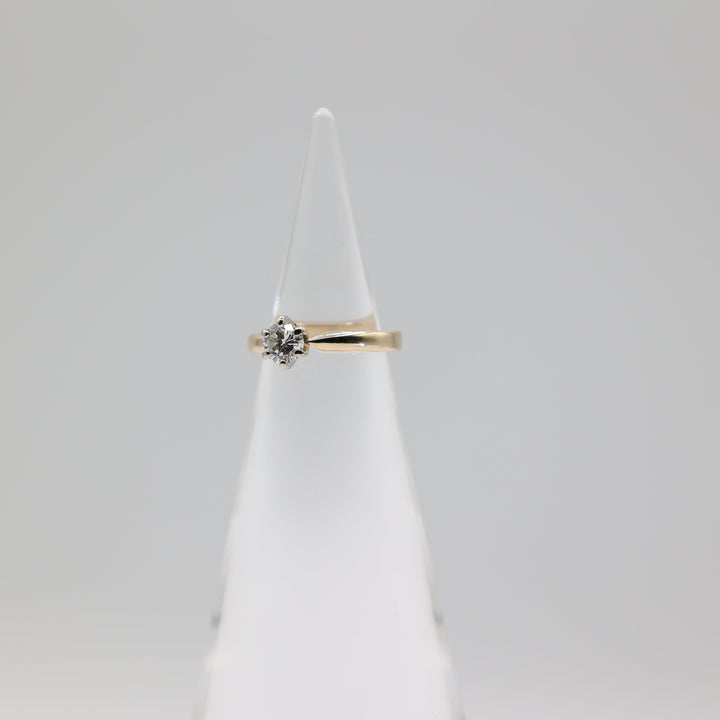 14k Yellow Gold Open Shank Diamond Ring 5mm Round Brilliant Cut Size 3.75