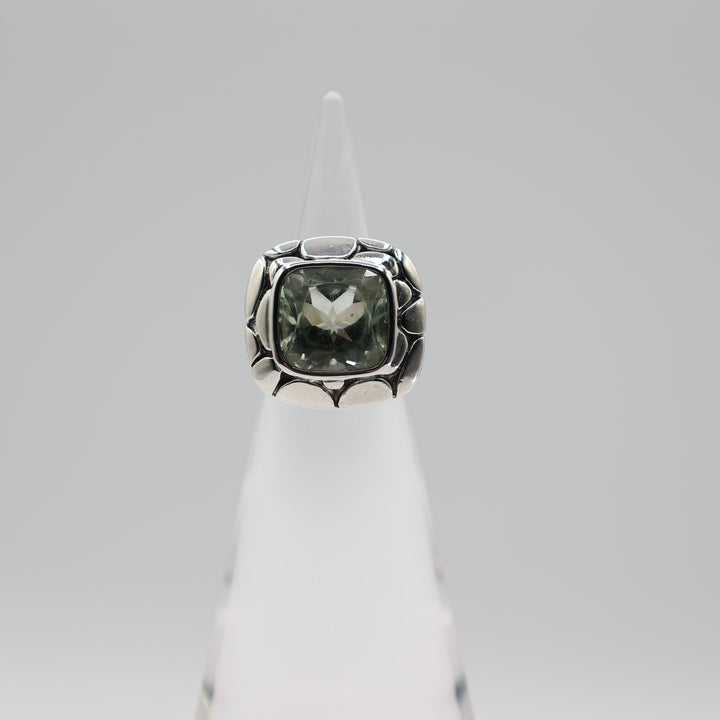 John Hardy 925 Sterling Silver Kali Green Prasiolite Pebble Ring Size Six
