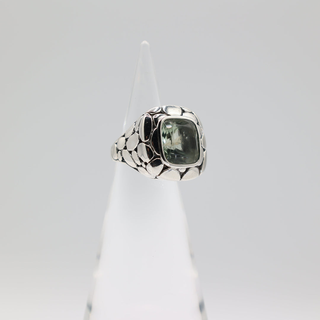John Hardy 925 Sterling Silver Kali Green Prasiolite Pebble Ring Size Six