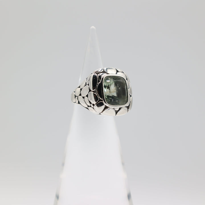 John Hardy 925 Sterling Silver Kali Green Prasiolite Pebble Ring Size Six