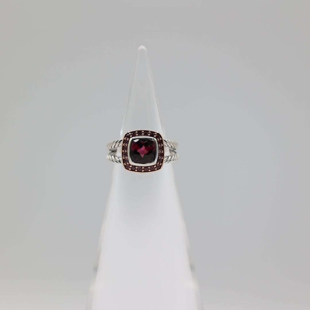 David Yurman Rhodolite And Pink Sapphire Ring Sterling Silver And Rose Gold 4.75