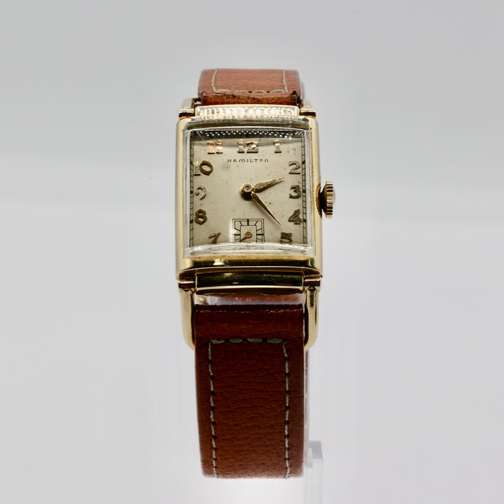 Mens Hamilton Vintage 1940s 14k Gold Watch