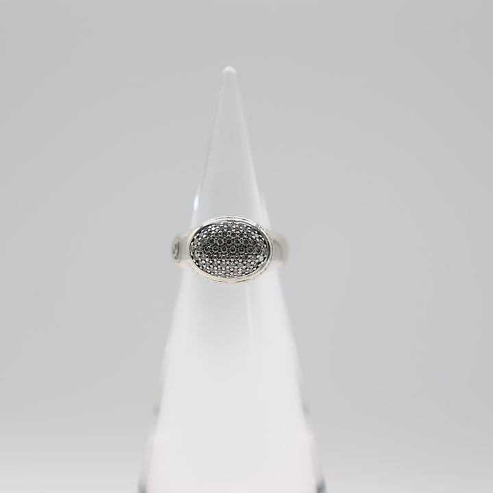 David Yurman Sterling Silver Diamond Cluster Signet Ring Size 6.75