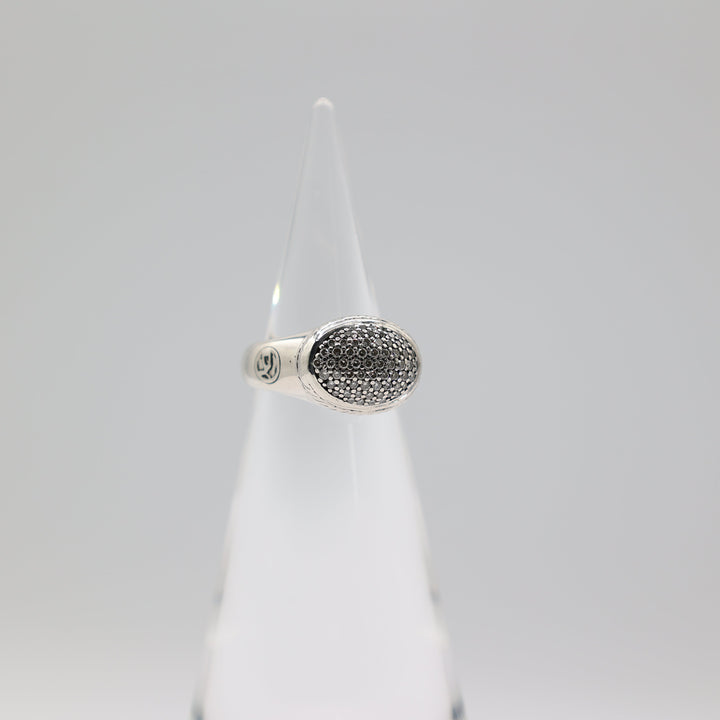 David Yurman Sterling Silver Diamond Cluster Signet Ring Size 6.75