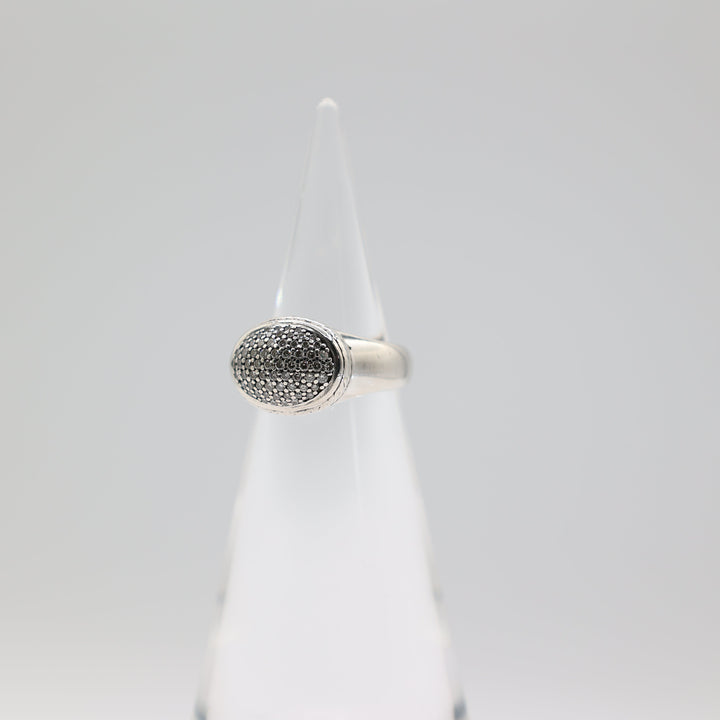 David Yurman Sterling Silver Diamond Cluster Signet Ring Size 6.75