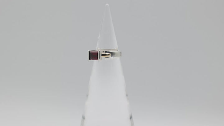 Lorenzo Garnet Two Tone Ring 925 Sterling Silver 18K Gold Size 7