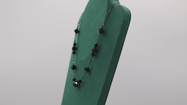 Givenchy Black Crystal Beaded Necklace And Earrings Set