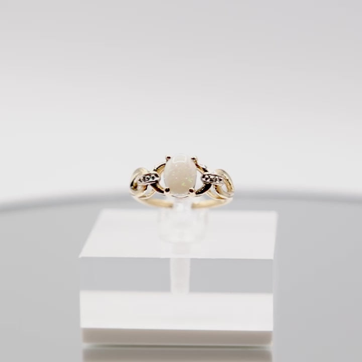 10k Yellow Gold  White Opal Ring - Size 5.75